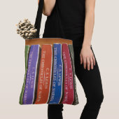 Alles-over-afdruk Canvas tas van bibliotheekboeken (Dichtbij)