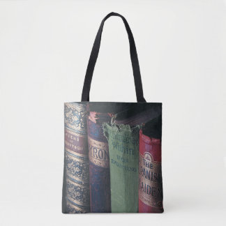 Alles-over-afdruk Canvas tas van bibliotheekboeken