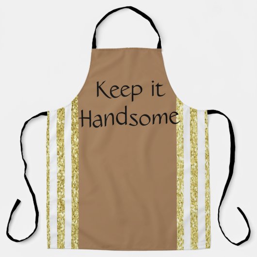 Alles over afdruk Schort Houd het handig Gold beig (Voorkant)