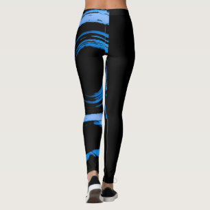Alles-over-afdrukLeggings met blauwe draai op zwar Leggings