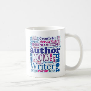 Alles over Auteurs Blue Word Collage Koffiemok