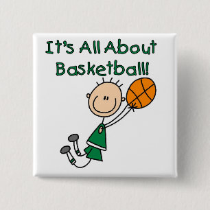 Alles over basketbal T-shirts en cadeaus Vierkante Button 5,1 Cm