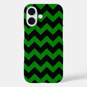 Alles over Chevron Print Kelly Green en Black iPhone 16 Hoesje
