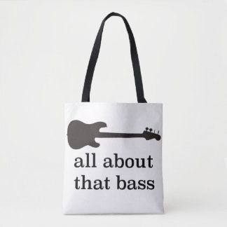 "Alles over die bas" met gitaargrafische bas Tote Bag