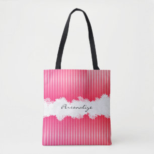 Alles-over-druk roze strepen tote bag