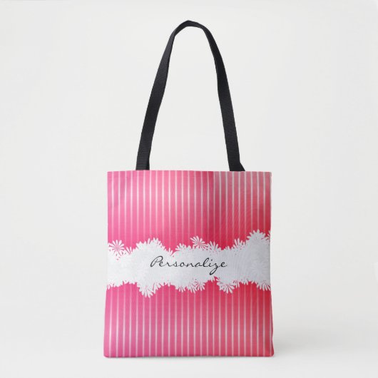 Alles-over-druk roze strepen tote bag (Voorkant)