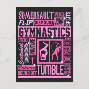 Alles over gymnastiek Typografie in roze   Briefkaart