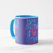 Alles over gymnastiek Typografie in roze en blauw Mok (Voorkant links)