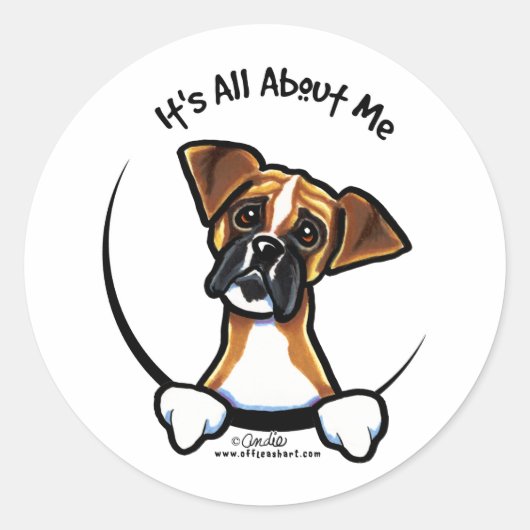 Alles over mij: Boxer Ronde Sticker (Voorkant)