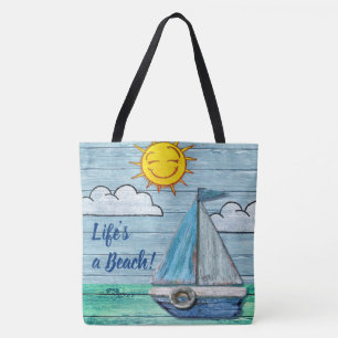 Alles over print Grote Canvas tas Driftwood Beach