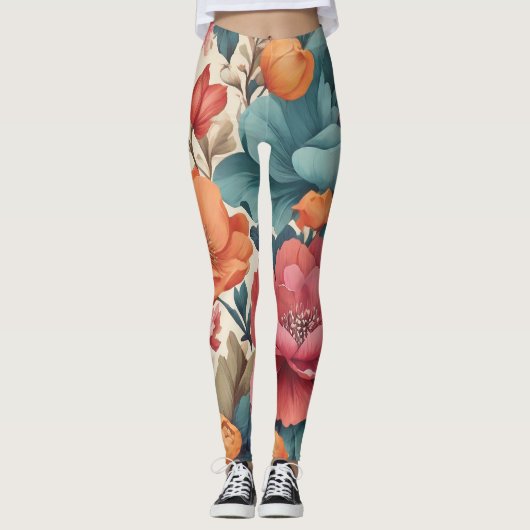 Alles over print legging Bloemen patroon (Voorkant)
