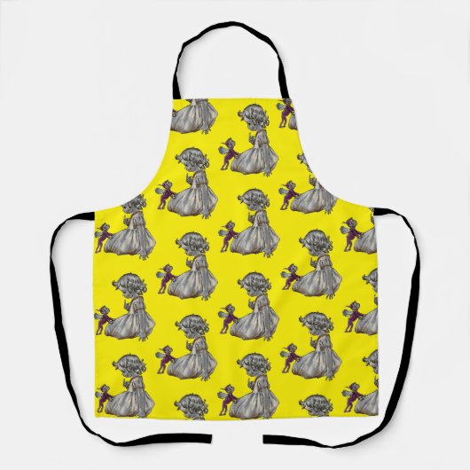 Alles over print paarse fee & meisje schort (Voorkant)