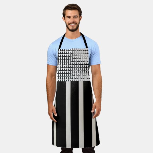 Alles over Print Schort Stripe Black en White (Gedragen)