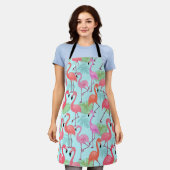 Alles over roze flamingo Apron Retro Cute Schort (Gedragen)