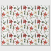 Alles Poinsettias Holly & Pine Cadeaupapier (Vlak)