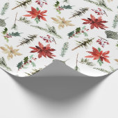 Alles Poinsettias Holly & Pine Cadeaupapier (Hoek)