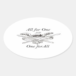 Alles voor één en één voor allen - de drie musketi ovale sticker