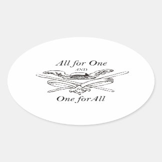 Alles voor één en één voor allen - de drie musketi ovale sticker