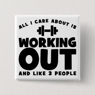 Alles waar ik om geef is trainen - Novelty Fitness Vierkante Button 5,1 Cm