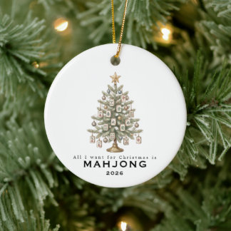 Alles wat ik met Kerstmis wil is Mahjong Grappige Keramisch Ornament