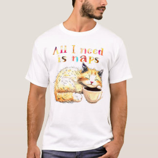 Alles wat ik nodig heb is dutjes: Sleepy Cat Illus T-shirt