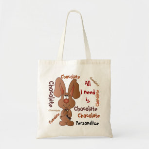 Alles wat ik nodig heb, is een chocolade paashaas tote bag