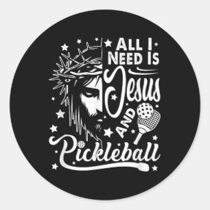 Alles wat ik nodig heb is Jezus en Pickleball Desi Ronde Sticker