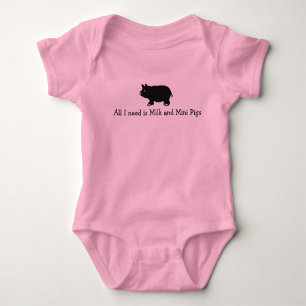 Alles wat ik nodig heb is Melk en Mini Pigs Baby T Romper