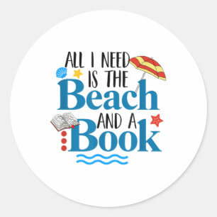Alles wat ik nodig heb is strand en kamp; een boek ronde sticker