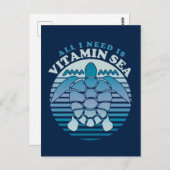 Alles wat ik nodig heb is vitamine Zee - Retrofsch Briefkaart (Voorkant / Achterkant)