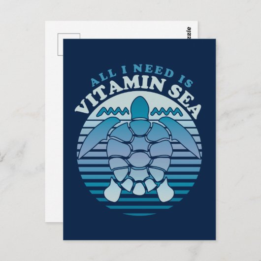 Alles wat ik nodig heb is vitamine Zee - Retrofsch Briefkaart (Voorkant / Achterkant)