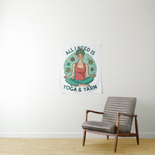 Alles wat ik nodig heb is Yoga en Yarne zin Wandkleed