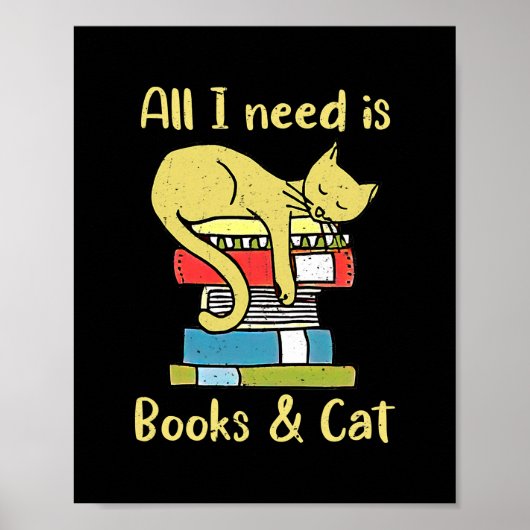Alles wat ik nodig heb, zijn boeken en kat Lazy Ca Poster (Voorkant)