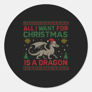 Alles wat ik voor kerstmis wil is een draak & boek ronde sticker