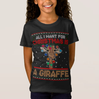 Alles wat ik voor Kerstmis wil is een Giraffe-dier T-shirt