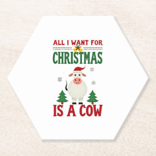 Alles wat ik voor Kerstmis wil is een lelijke koei Kartonnen Onderzetters