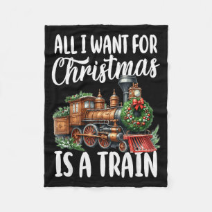 Alles wat ik voor Kerstmis wil is een Stoomtreinlo Fleece Deken