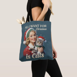 Alles wat ik voor Kerstmis wil is Katten Kat Liefh Draagtas