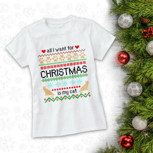 Alles wat ik voor Kerstmis wil is mijn kat Ugly Sw T-shirt