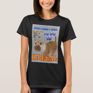 Alles wat ik wil doen is illegale kat meme vrouwen t-shirt