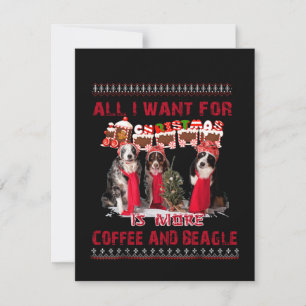 Alles wat ik wil voor beagle en koffie in kerstmis bedankkaart