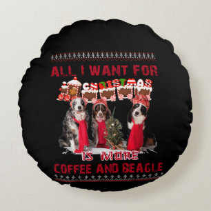 Alles wat ik wil voor beagle en koffie in kerstmis rond kussen