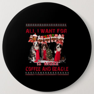 Alles wat ik wil voor beagle en koffie in kerstmis ronde button 6,0 cm