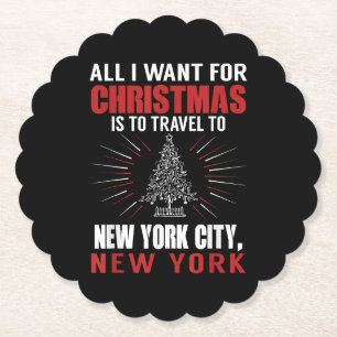 Alles wat ik wil voor kerst reizen naar New York C Kartonnen Onderzetters