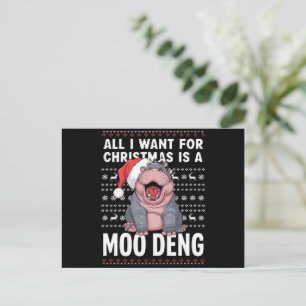 Alles wat ik wil voor Kerstmis is een Moo Deng Feestdagenkaart