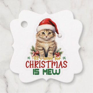 Alles wat ik wil voor Kerstmis is Mew Bedankjes Labels