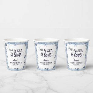 alles wat ik zie is liefde Bruidsdouche Waterverf  Papieren Bekers