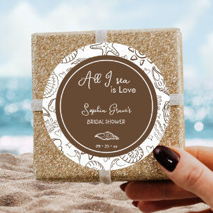 Alles wat ik Zie is Liefde Bruine Zeeschelpen Krab Ronde Sticker