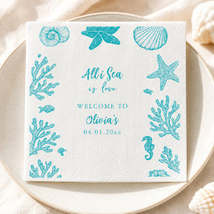 Alles wat ik zie is liefde Kust Boho Schelp Aqua K Servet