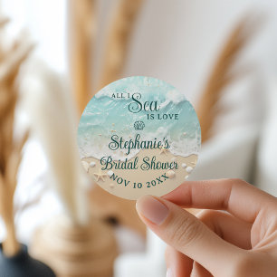 Alles wat ik zie is Liefde Oceaan Golven Strand Br Ronde Sticker